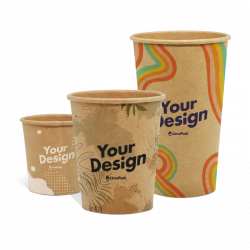 Gobelets en carton simple paroi kraft brun avec...